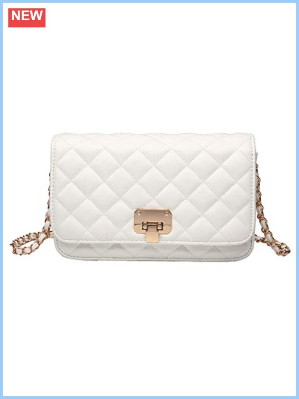PU Leather Quilted Crossbody Shoulder Bag Chain Strap Clutch